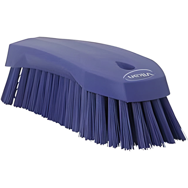 Vikan Large Angled Hand Brush, Stiff Bristles, 8" Long, Purple – 1 Ea