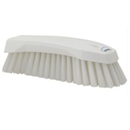 Vikan Large Angled Hand Brush, Stiff Bristles, 8" Long, White - 1 Ea