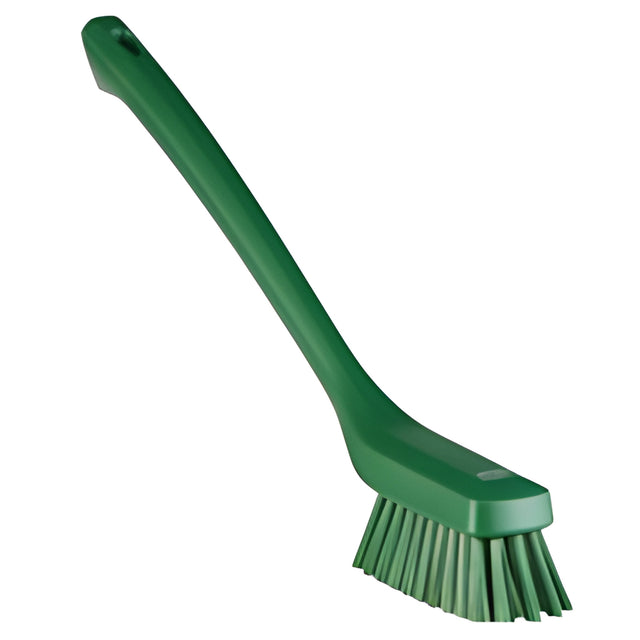 Vikan Long-Handle Cleaning Brush, Stiff Bristles, 16-1/2" Long, Green