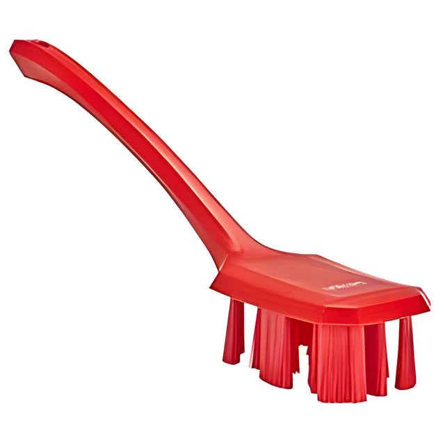 Vikan Long Handle UST Brush, Stiff Bristles, 15-1/2" Long, Red