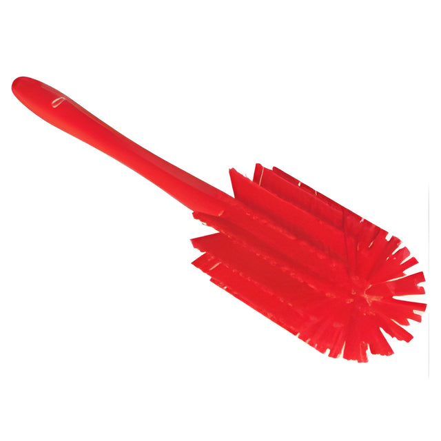Vikan Medium Brush with Handle, Stiff Bristles, 17" Long, Red