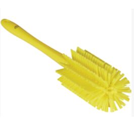 Vikan Medium Brush with Handle, Stiff Bristles, 17" Long, Yellow- 1 each