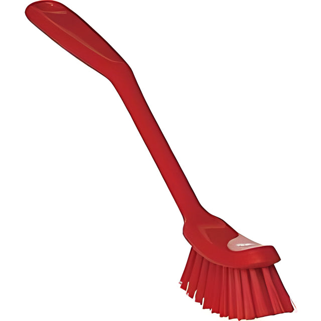 Vikan Narrow Dish Brush, Medium Bristles, 11" Long, Red- 1 Ea