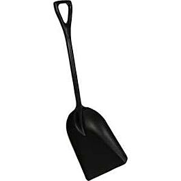 Vikan One-Piece Hygienic Shovel, 14" x 17" Blade, 42" Length, Plastic, Black- 1 Each