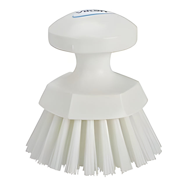 Vikan Round Hand Brush, Stiff Bristles, 5" Long, White