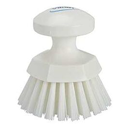 Vikan Round Hand Brush, Stiff Bristles, 5" Long, White- 1 Each