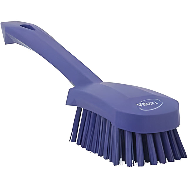 Vikan Short-Handled Churn Brush, Stiff Bristles, 10" Long, Purple – 1 Ea