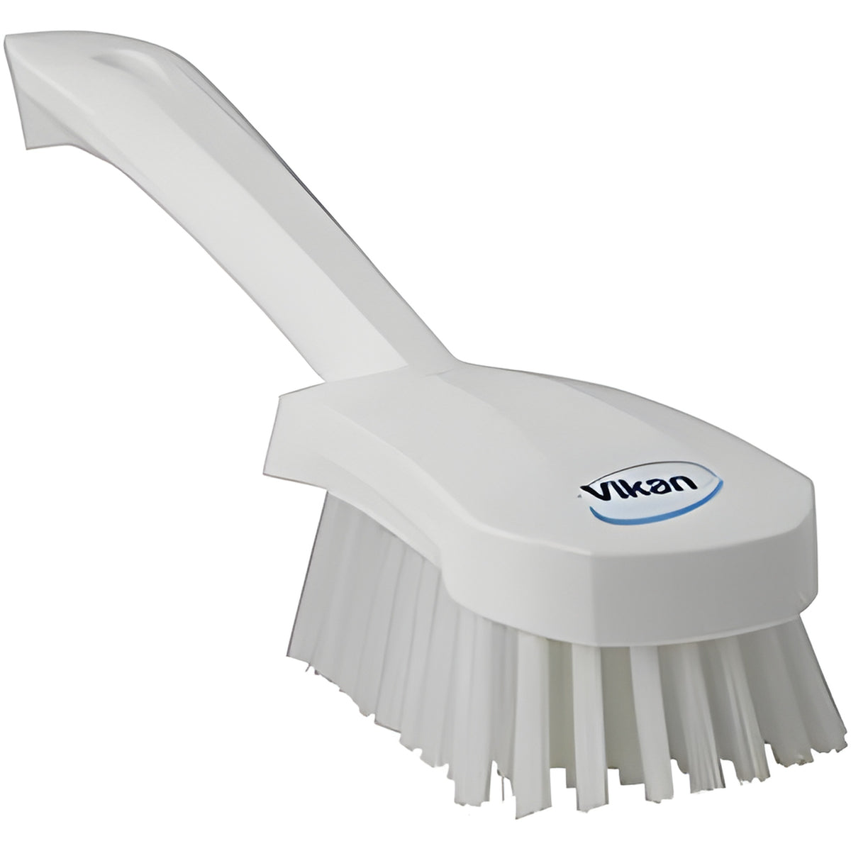 Vikan Short-Handled Churn Brush, Stiff Bristles, 10" Long, White - 1 Ea