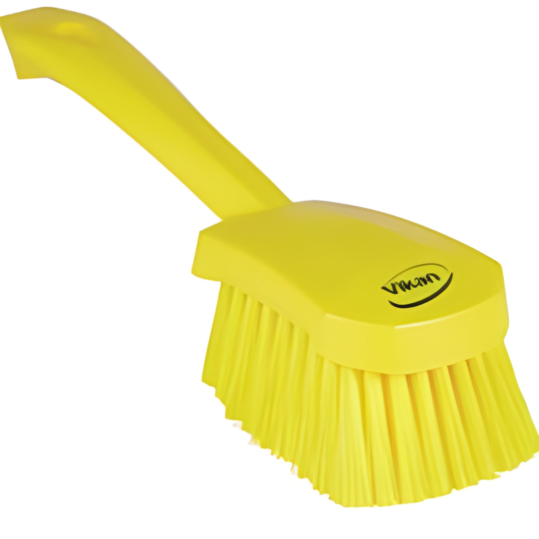Vikan Short-Handled Washing Brush, Soft Bristles, 10-1/2" Long, Yellow - 1 Each