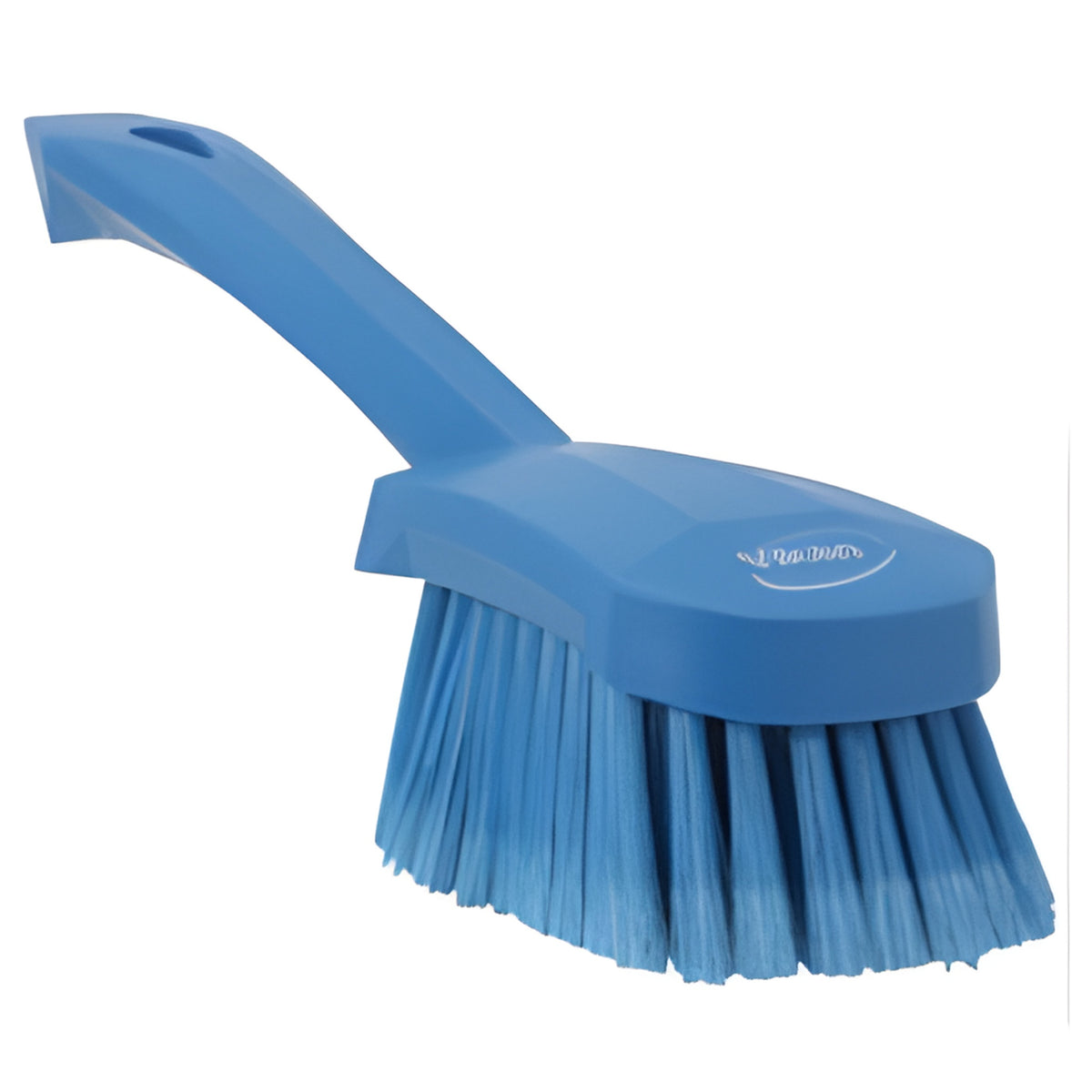Vikan Short-Handled Washing Churn Brush, Soft Bristles, 10" Long, Blue - 1 Ea
