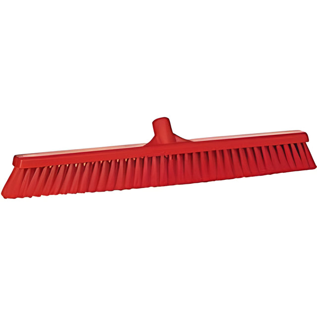 Vikan Small Particle Push Broom Head, Fine Bristles, 24", Polyester, Red