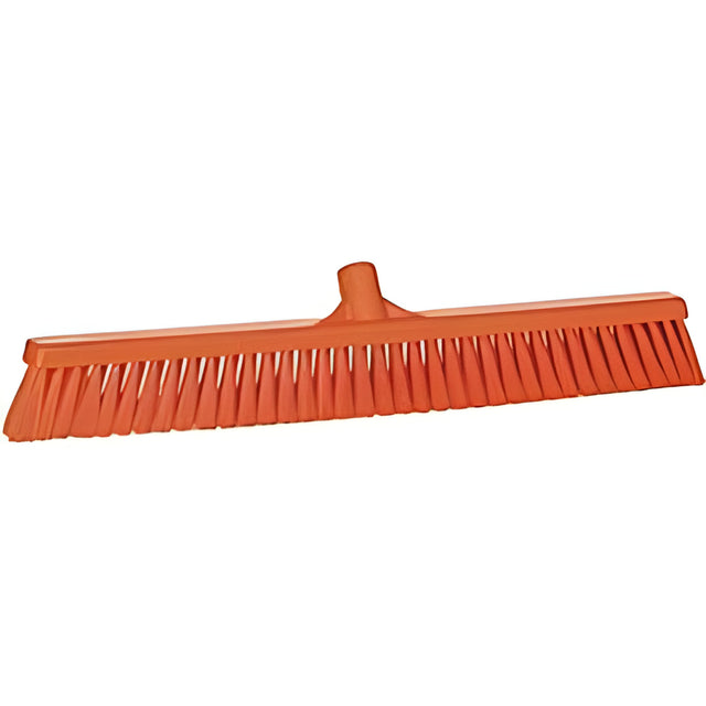 Vikan Small Particle Push Broom Head, Fine Bristles, 24", Polyester, Orange