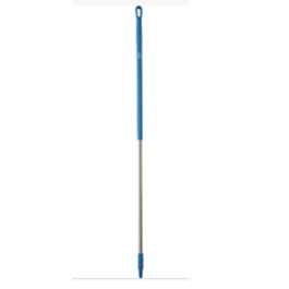 Vikan Stainless Steel Handle, Euro Threaded Tip, 1-1/4" Diameter, 59" Length, Blue- 1 Each