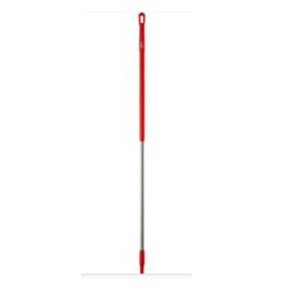 Vikan Stainless Steel Handle, Euro Threaded Tip, 1-1/4" Diameter, 59" Length, Red- 1 Each