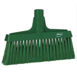 Vikan Upright Broom Head, Coarse/Fine Bristles, 10-1/4", Polyester, Green - 1 Each