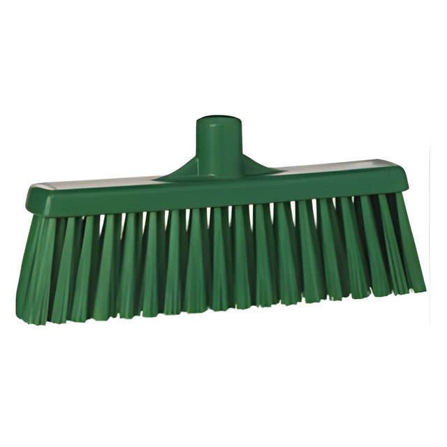 Vikan Upright Broom Head, Medium Bristles, 12", Polyester, Green