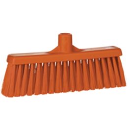 Vikan Upright Broom Head, Medium Bristles, 12", Polyester, Orange- 1 Each