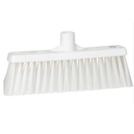 Vikan Upright Broom Head, Medium Bristles, 12", Polyester, White- 1 Each