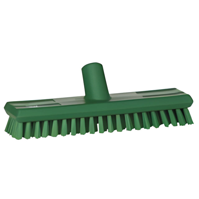 Vikan Water-Fed Deck Scrub Brush, X-Coarse Bristles, 10-3/4", Polyester, Green- 1 Ea