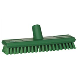 Vikan Water-Fed Deck Scrub Brush, X-Coarse Bristles, 10-3/4", Polyester, Green- 1 Ea