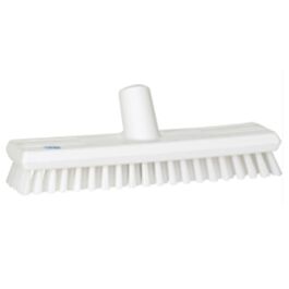 Vikan Water-Fed Deck Scrub Brush, X-Coarse Bristles, 10-3/4", Polyester, White - 1 Ea