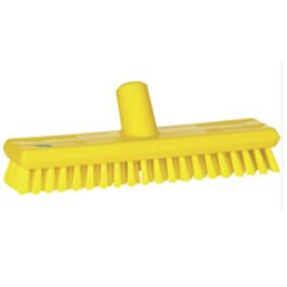 Vikan Water-Fed Deck Scrub Brush, X-Coarse Bristles, 10-3/4", Polyester, Yellow - 1 Ea