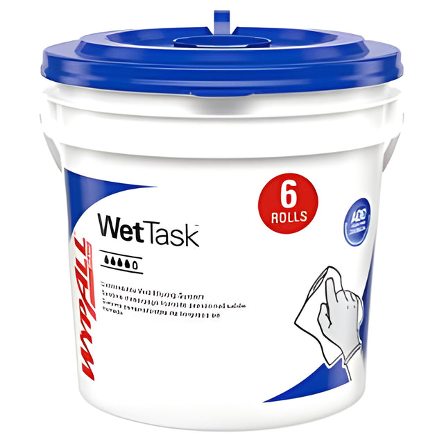 KC 06411 WypAll CriticalClean WetTask Wipers for Bleach, Disinfectants, and Sanitizers, 140 Sheets / Roll- 6 Rolls and 1 Bucket / Case