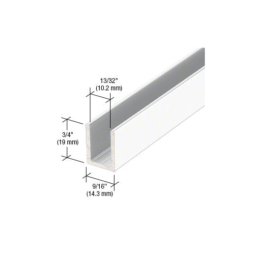CRL White 3/8" Fixed Panel Shower Door Deep U-Channel – 95" Length, Gloss White Finish