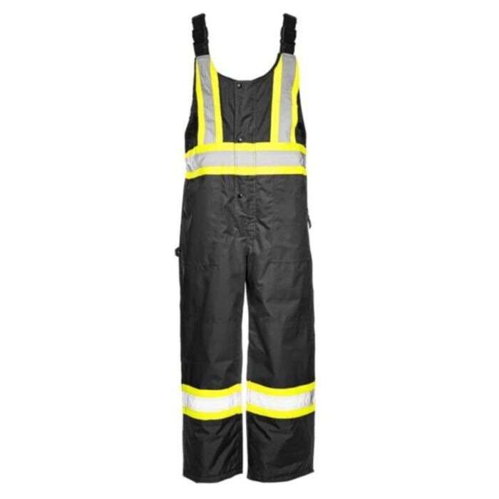 Winter Traffic Bib Overalls, 4" Refl. Tape, Black, 3XL- 1 Each