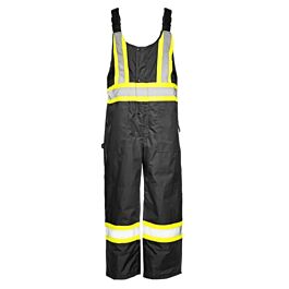 Winter Traffic Bib Overalls, 4" Refl. Tape, Black, Medium- 1 Each
