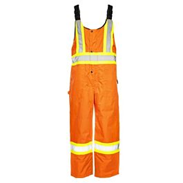 Winter Traffic Bib Overalls, 4" Refl. Tape, Orange, 4XL- 1 Each
