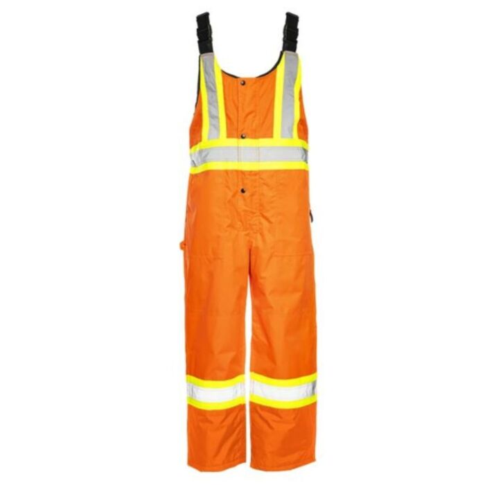 Winter Traffic Bib Overalls, 4" Refl. Tape, Orange, Medium- 1 Each