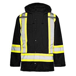 Winter Traffic Parka, 4" Reflective Tape, Black, 2XL- 1 Each