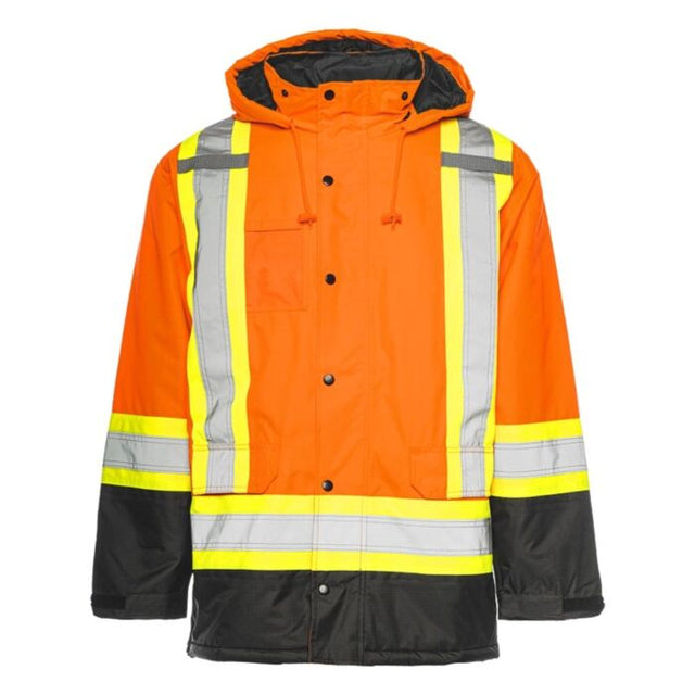 Winter Traffic Parka, 4" Reflective Tape, Orange / Black, 3XL- 1 Each