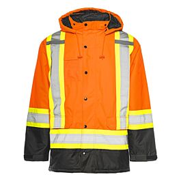 Winter Traffic Parka, 4" Reflective Tape, Orange / Black, Large- 1 Each