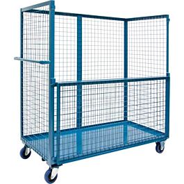 Wire Mesh Stock Trucks, Steel, 30" x 55" x 48", 1200 lbs. With drop gate