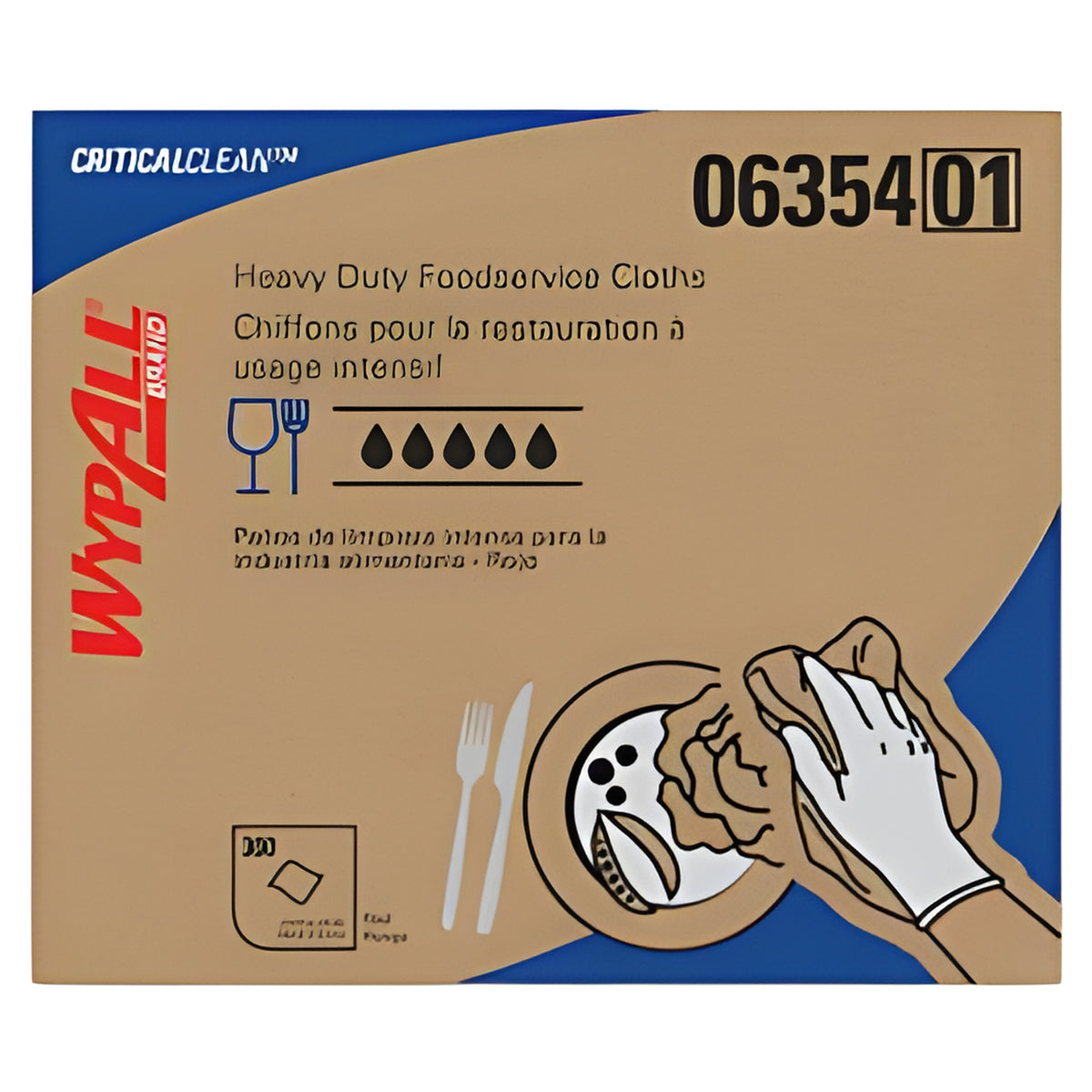 Wypall 06354 PowerClean X70 Medium Duty Cloth, Red- 300 Sheets/ Box