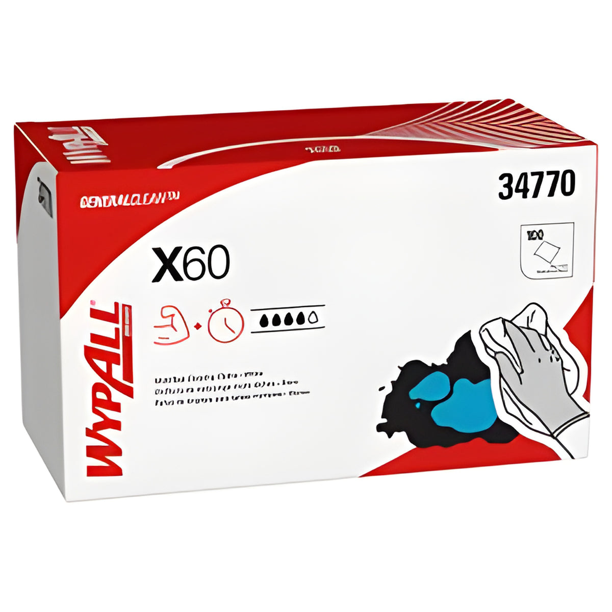 Wypall 34770 WypAll GeneralClean X60 Multi-Task Cleaning Cloths, White, 100 Sheets / Box- 9 Boxes / Case