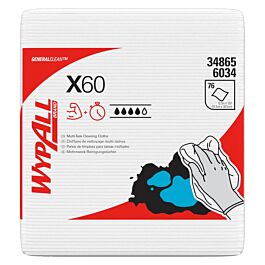 Wypall 34865 WypAll GeneralClean X60 Multi-Task Cleaning Cloths, White, 76 Sheets / Pack- 12 Packs / Case