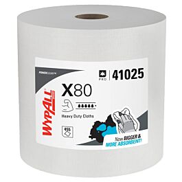 Wypall 41025 PowerClean X80 Heavy Duty Cloth, White- 475 Sheets / Roll