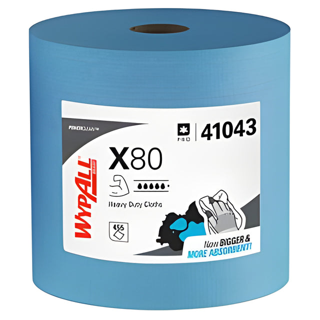 Wypall 41043 PowerClean X80 Heavy Duty Cloth, Blue – 475 Sheets/Roll