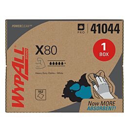 Wypall 41044 PowerClean X80 Heavy Duty Cloth, White- 160 Sheets/ Box