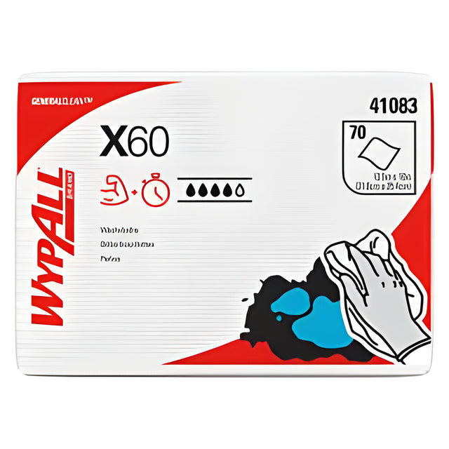 Wypall 41083 WypAll GeneralClean X60 Multi-Task Cleaning Cloths, White, 70 Sheets / Pack- 8 Packs / Case