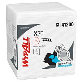 Wypall 41200 PowerClean X70 Medium Duty Cloth, White, 76 Sheets / Pack- 12 Packs / Case
