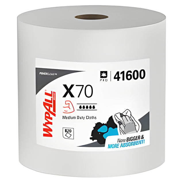 Wypall 41600 PowerClean X70 Medium Duty Cloth, White – 870 Sheets/Roll