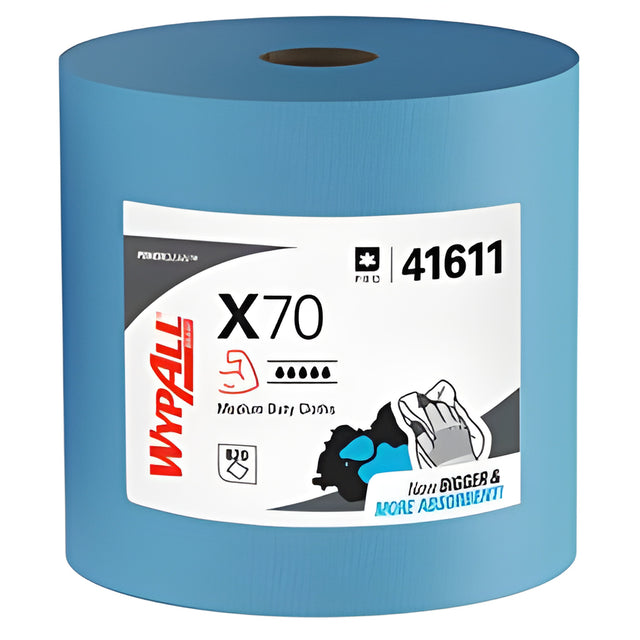 Wypall 41611 PowerClean X70 Medium Duty Cloth, Blue – 870 Sheets/Roll
