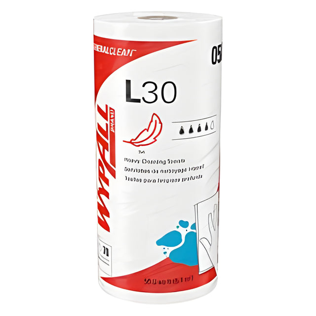 KC 05843 Wypall GeneralClean L30 Heavy Duty Cleaning Towels, White, 70 Sheets / Roll- 24 Rolls / Case