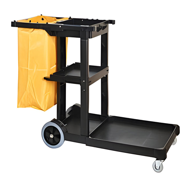 X Large Janitorial Maid Cart with Bag, Black- 1 Ea