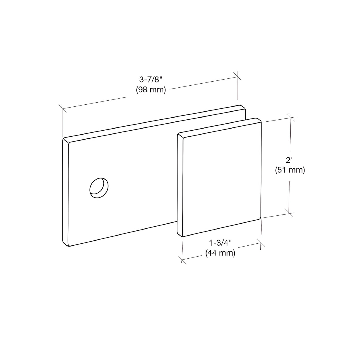 CRL Brushed Nickel 'Y' Inline Square Corner Glass Clamp