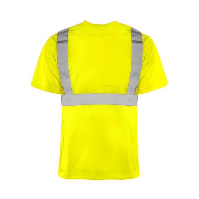 Short Sleeved Traffic T-Shirt, Polyester, Yellow, 2" Reflective Tape, Small